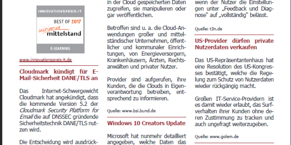 Datenschutz News April 2017